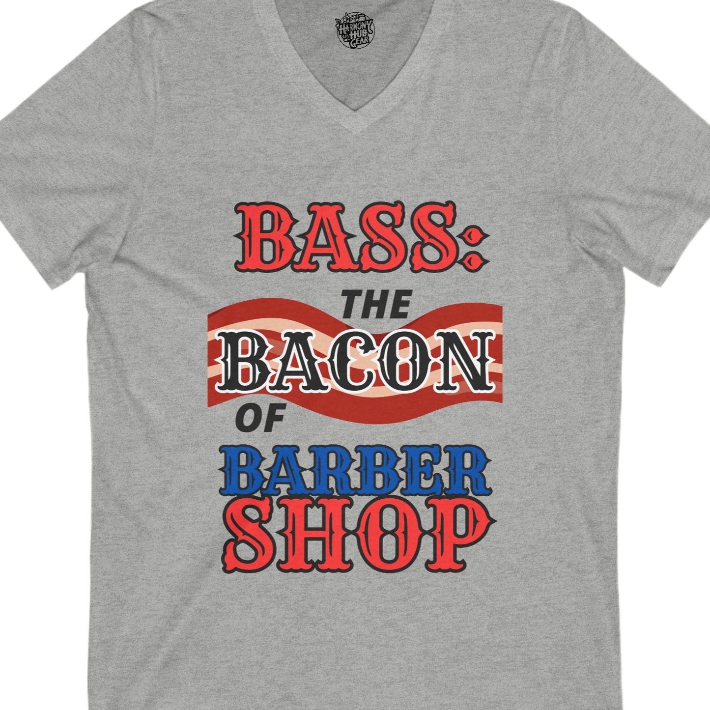 "BASS: The Bacon of Barber Shop" V-Neck Unisex Tee