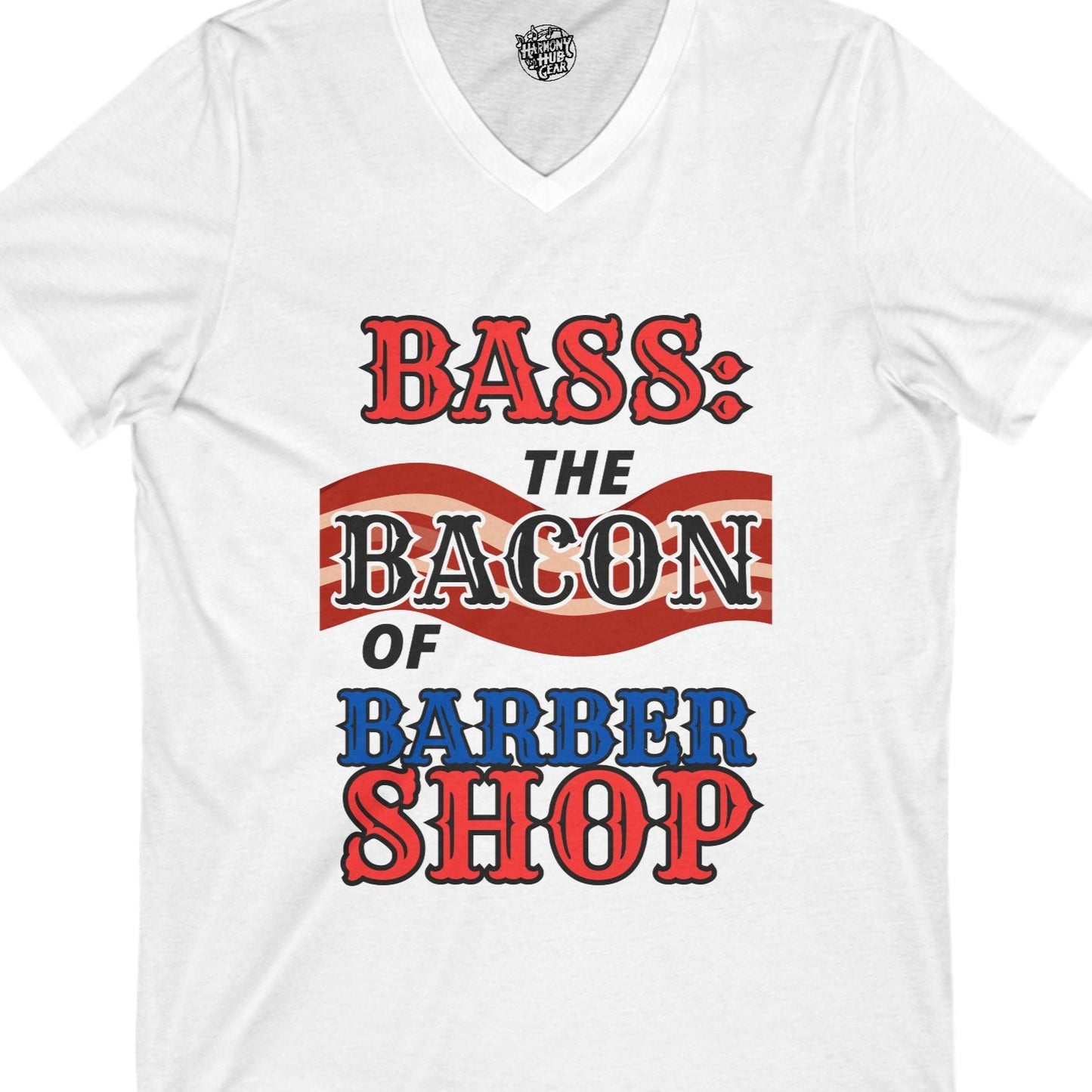 "BASS: The Bacon of Barber Shop" V-Neck Unisex Tee