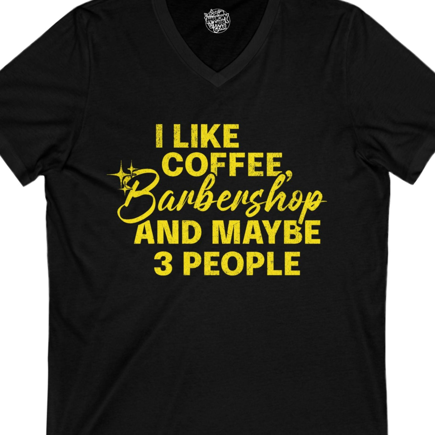 I Like Coffee, Barbershop & Maybe 3 People V-Neck Unisex Tee