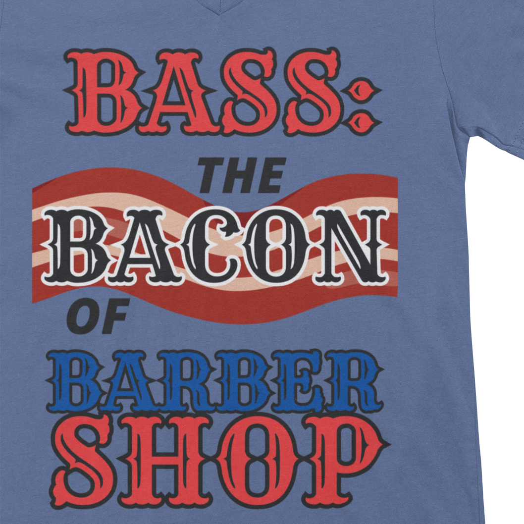 "BASS: The Bacon of Barber Shop" V-Neck Unisex Tee