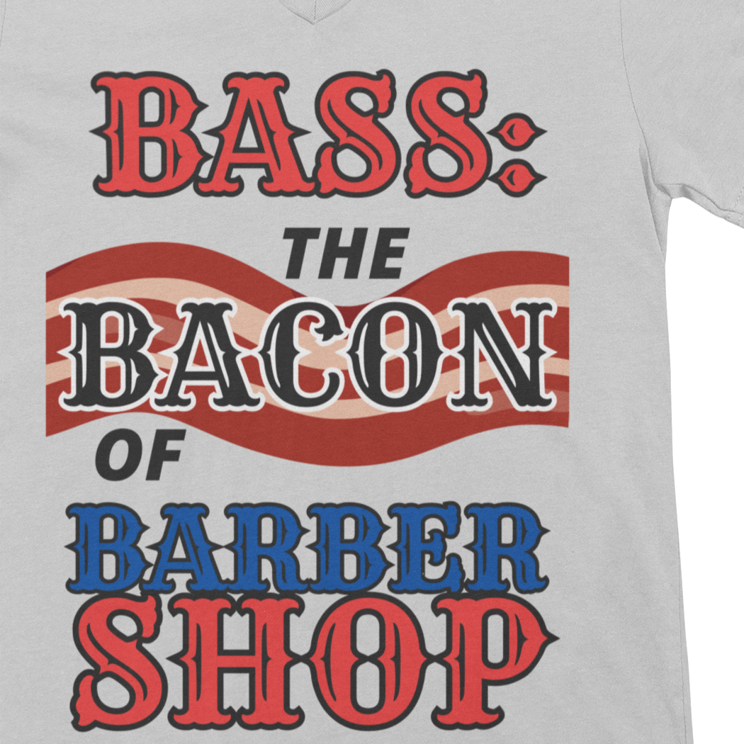 "BASS: The Bacon of Barber Shop" V-Neck Unisex Tee