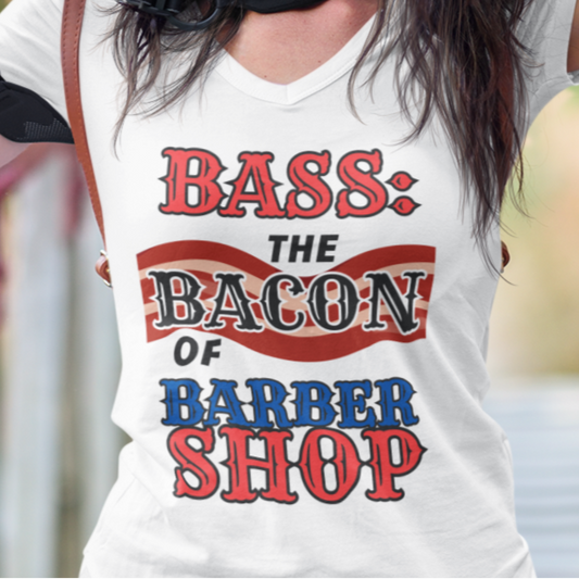 "BASS: The Bacon of Barber Shop" V-Neck Unisex Tee
